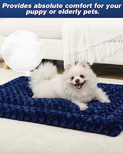 Washable Dog Bed Mat Large Size Fluffy Pet Crate Pad 48x30 XXL (Blue / 48.00" x 30.00" x 1.50")