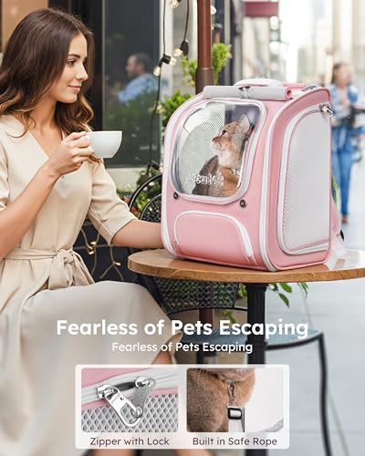 Cat Backpack Carrier (Pink / 12.6"L x 10.2"W x 16.5"H)