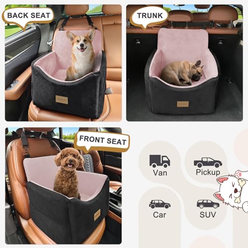 Dog Car Seats for Small Medium Dogs Under 35lbs (Black Pink / Small/Medium)