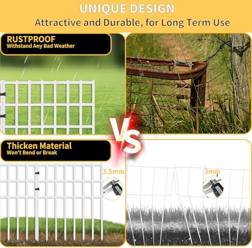 25 Pack Garden Animal Barrier Fence (25 Panels, 27ft(L) x 17in(H) / White)