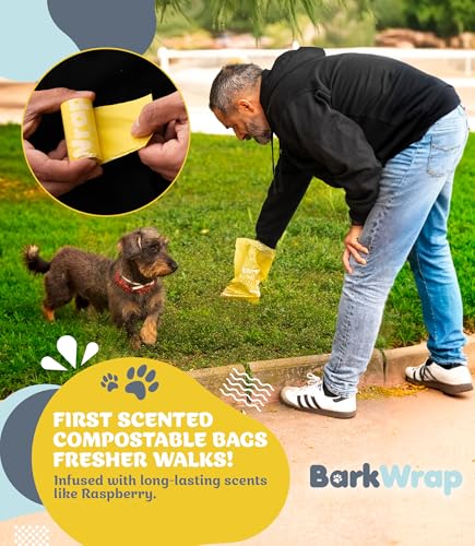 240 Compostable Dog Poop Bags Rolls Raspberry Scented Extra Thick Leak (1 Count (Pack of 240) / RASPBERRY)