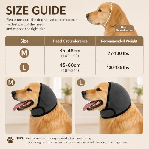Dog Ear Muffs for Noise Protection (Grey / Medium)