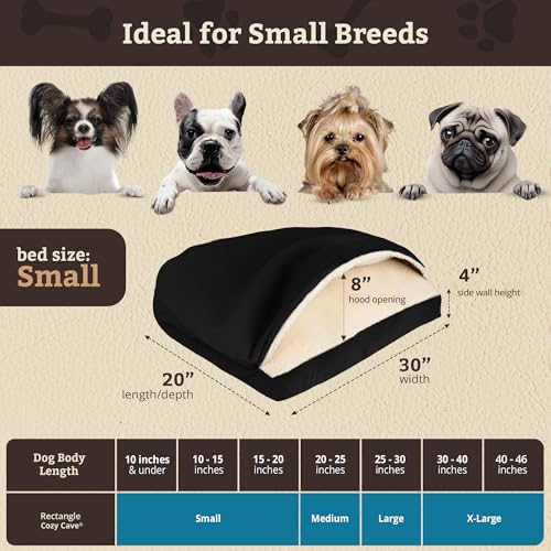 Rectangle Cozy Cave Dog Bed (Black / Small)