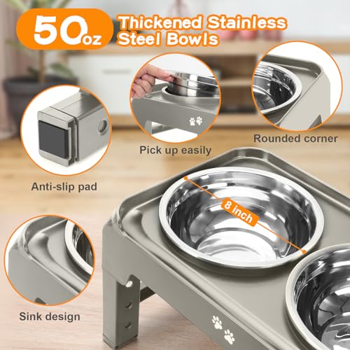 Elevated Bowls (Light Brownish Gray / 8" for Medium Dogs)