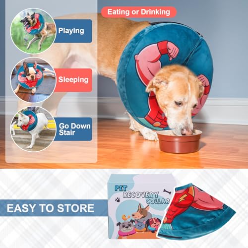 Dog Cone Collar Alternative After Surgery (Dark Blue / XL(Neck:18"-21"))