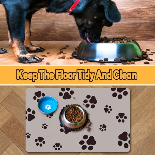 Dog Food Mat for Food and Water (Brown-JY / 12"×20")