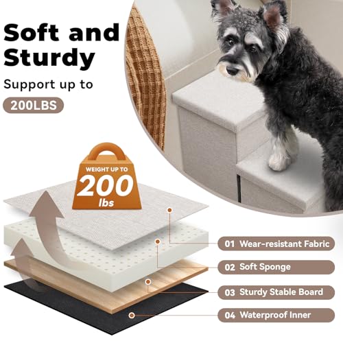 Dog Stairs with Storage (Beige With Condo / 3)