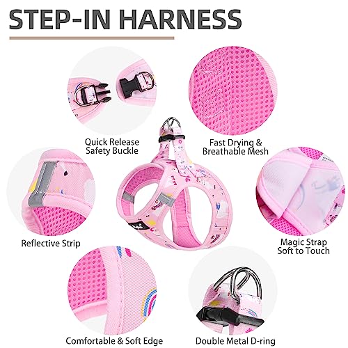 Dog Harness Collar and Leash Set No Pull for Small Medium Sized (Light Pink(Alpaca) / XS (CHEST 13"-14.5"))