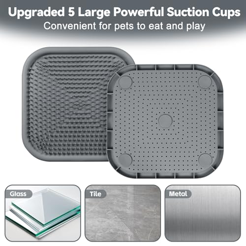 Snuffle Mat for Dogs 23.6" x 23.6" Silicone Large Slow Feeder Mat (Grey:23.6"x23.6")