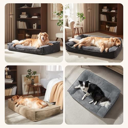 XL Orthopedic Dog Bed Large Sized Dog (Light Grey / 42"L x 30"W x 9.5"Th)