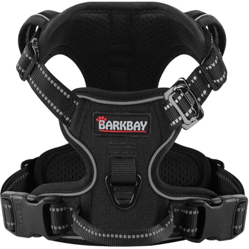 Dog Harness for Large Dog No Pull 2 Clips 3 Buckles Dog Vest (Large / New Black)