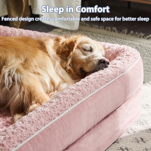 Orthopedic Washable Dog Bed (Pink / 61.0"l x 43.0"w x 7.5"th)
