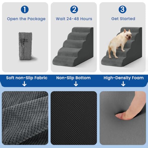 Dog Stairs for High Beds 22.4" H (Grey)