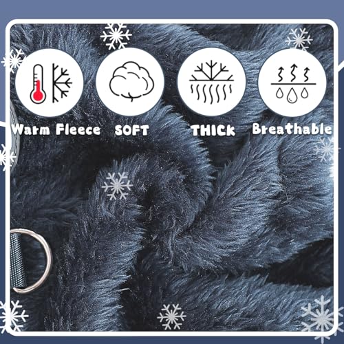 Fleece Dog Pajamas Winter Warm Dog Sweater for Small Dogs Thermal Soft Puppy Pjs Coat Stretchy Jumpsuit Doggie Pet Clothes Outfits Cat Apparel (Navy Blue / X-Small)