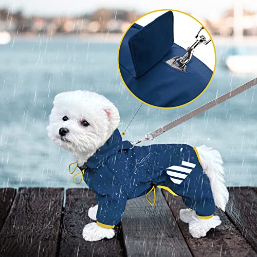 Dog Raincoat Waterproof Dog Rain Jacket with Hood (XS(Back Length10'') / Blue)