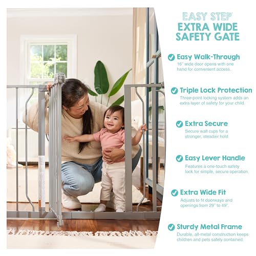 Safety 29" 49" Extra Wide Baby Gate (Platinum / 29-49"W x 30"H)