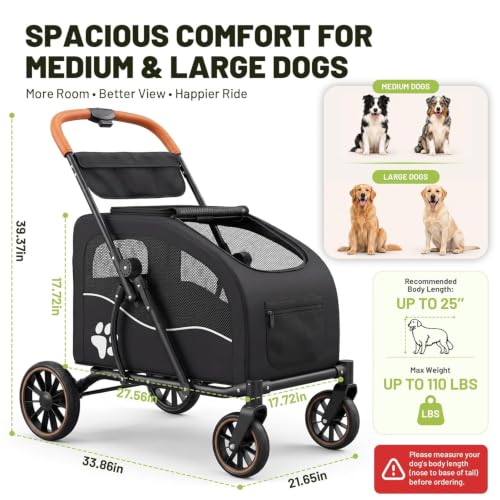Dog Stroller for Large Dogs (Black)