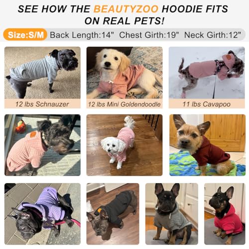 Dog Hoodies Sweater for Small Dogs (Wine Red / S/M (Back: 14",Chest: 19", Neck: 12"))