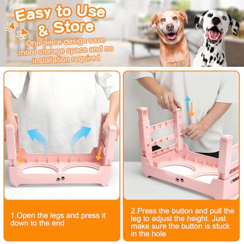 Elevated Dog Bowls (Pink / 8" for Medium Dogs)