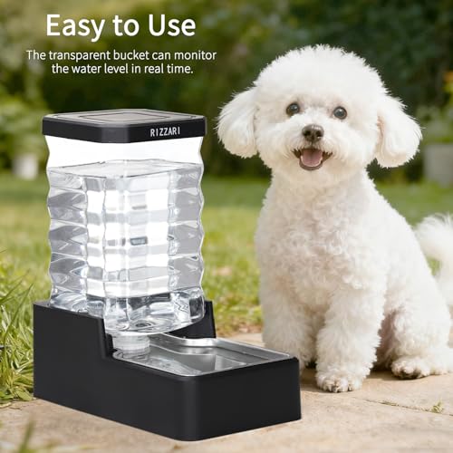 2.1Gallon Gravity Dog Water Dispenser (Black with Lid / 8L)