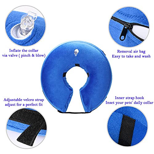 Inflatable Dog Cone Collar for After Surgery (Blue / X-Large (Neck: 18"-24"))