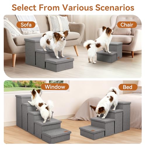 Dog Stairs with Storage (Grey With Condo / 4)