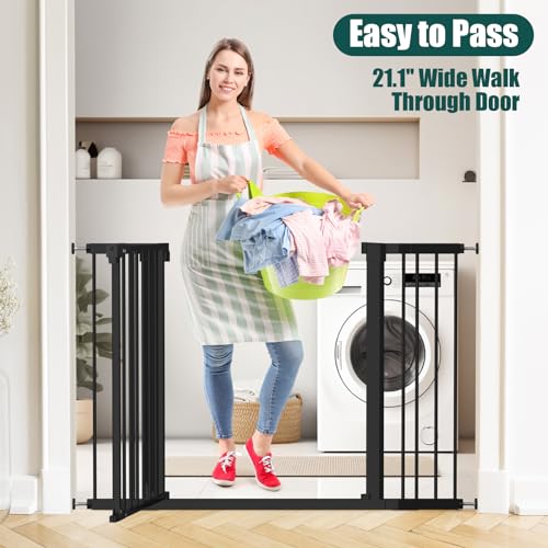 29.7" 46" Baby Gate for Stairs (Black / 29.7-46"Wide,30"Tall)