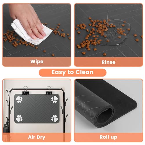 Pet Feeding Mat (Black / 32"L x 22"W)