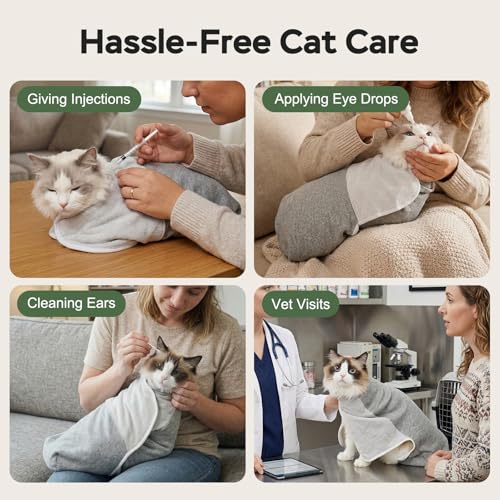 Cat Wrap for Cutting Nails (L(15-28lbs) / Grey)
