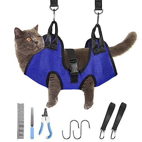 Cat Grooming Hammock Kit (XS (12 LB Max) / Blue)