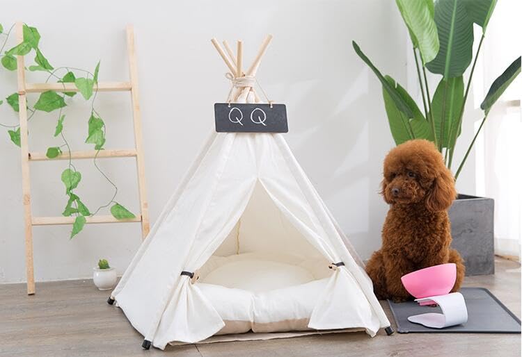 Pet Teepee Dog & Puppy Cat Tents Tipi Bed Portable Houses (L:Size fits 15kg/33lbs (pets))