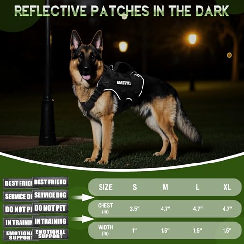 Tactical Molle Vest Mesh Dog Harness with 10 Removale Pet Patches (Small / Black)