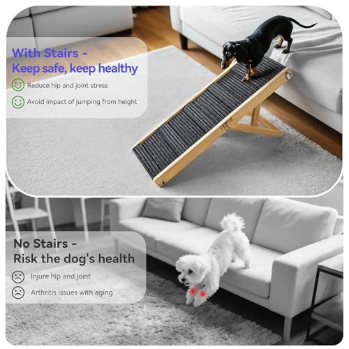 2026 Upgraded Small Dog Ramp for Couch Foldable (A-wood Color / 80×30cm-for couch)
