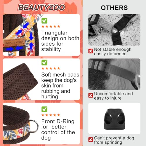 Small Dog Harness and Leash Set (Fall Leaves / S: Chest 17.5"-22")