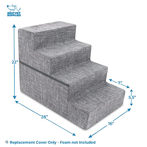 Dog Stairs & Steps (Ash Gray Linen / H: 22 Inches (Foldable))