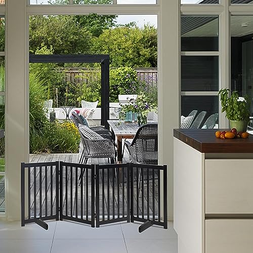 Wooden Free Standing Dog Gate 80" W x 30" H (Black / 80"W x 30"H)