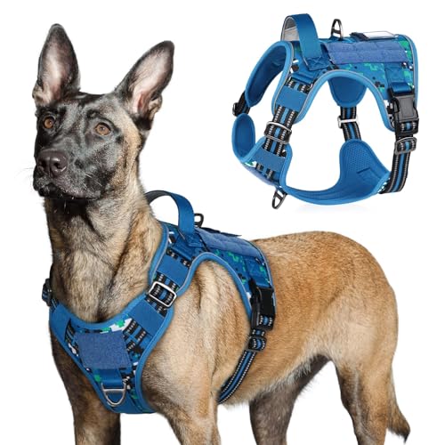 Tactical Dog Harness for Large (Blue Camo / Large)