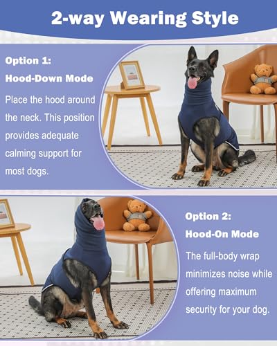 Dog Anxiety Vest with Hood (X-Small / Dark Blue)