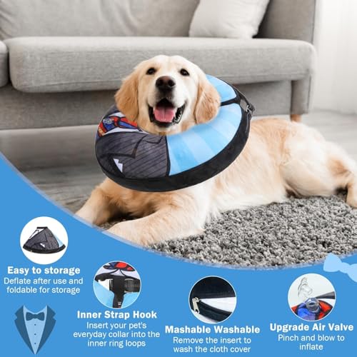 Dog Cone Alternative After Surgery for Small Medium Large Dogs (Black Suit / XL(Neck 18"-21"))