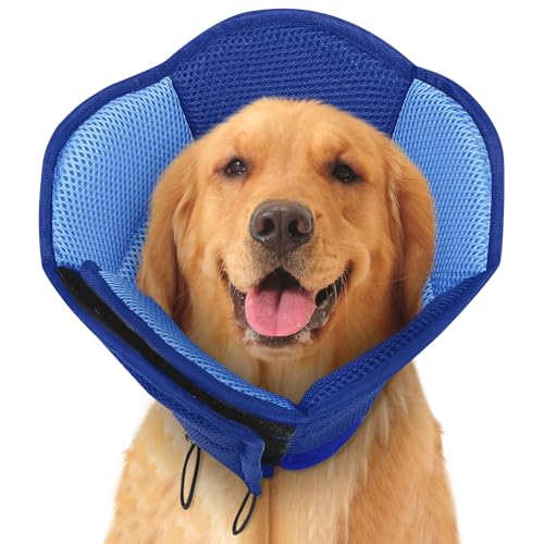 Dog Cones for Large Dogs Soft Dog Cone to Stop Licking (Dark Blue / X-Large)