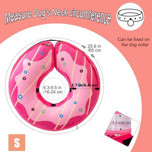 Inflatable Dog Cone Collar for Large Medium Small Dogs (Pink Donut / Small)