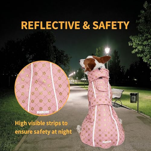 Adjustable Waterproof Dog Raincoat for Dogs (Gold Cheery Blossoms Pink / X-Small(4-9lb))