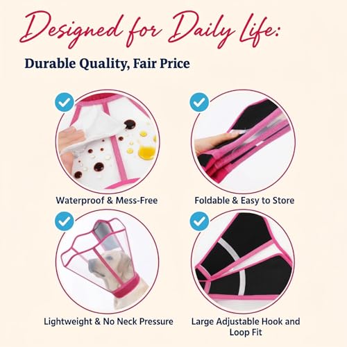 Hard Plastic Dog Surgery Recovery Cone Collar with Soft Neck Pad (Rosered / Medium)