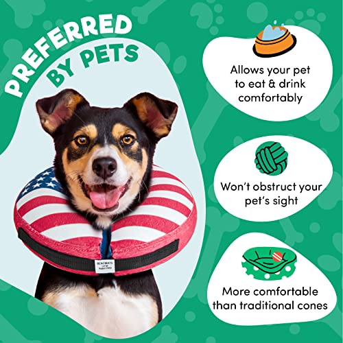 Inflatable Dog Cone Collar Alternative After Surgery Large (Flag / Large [Neck:14"-18"])