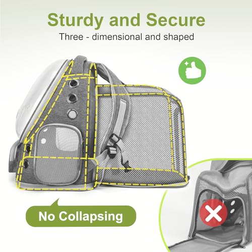 Expandable Cat Backpack Large Space Cat Bubble Backpack Carrier (Square Expandable- Grey)