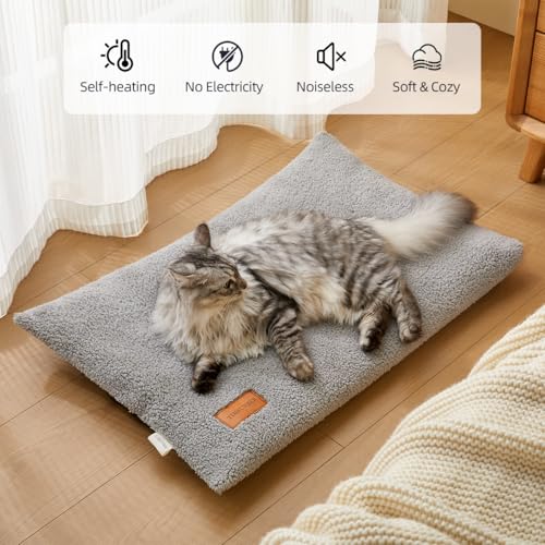 Self Warming Cat Bed Thermal Ultra Soft Cat Mat 29 x 19 in Extra Warm (Light Gray / 29 x 19 in)
