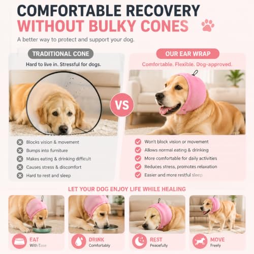 Dog Ear Wrap for Dogs (PINK / Medium)