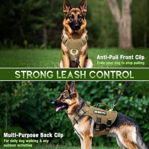 Tactical Molle Vest Mesh Dog Harness with 10 Removale Pet Patches (Small / Brown)