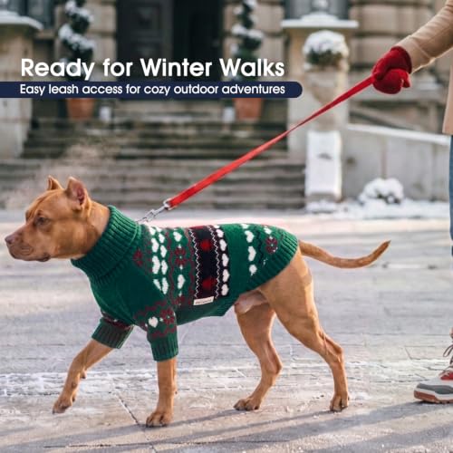 Warm Dog Sweater (Nordic Hearts-Green / X-Large)