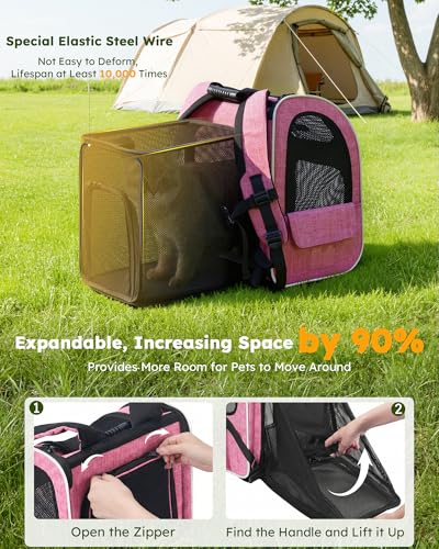 Cat Backpack Extendable (Pink / 12.6"L x 10.2"W x 16.5"H)